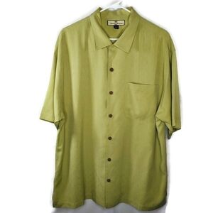 Men's Tommy Bahama Green Geometric Button up Silk Shirt Size Large